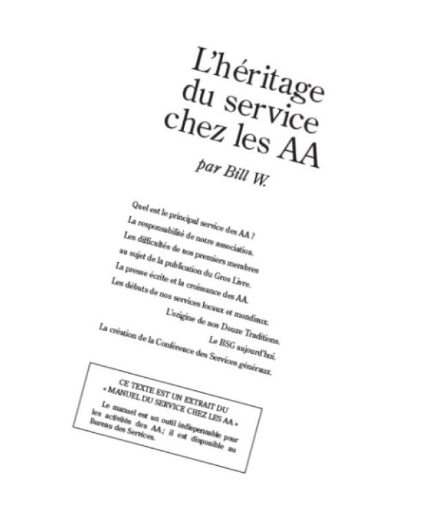 L'HERITAGE DU SERVICE CHEZ LES AA
