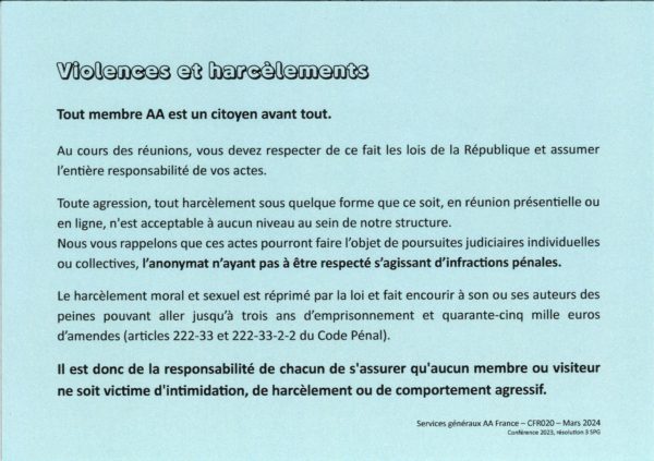 CHEVALET VIOLENCES ET HARCELEMENTS