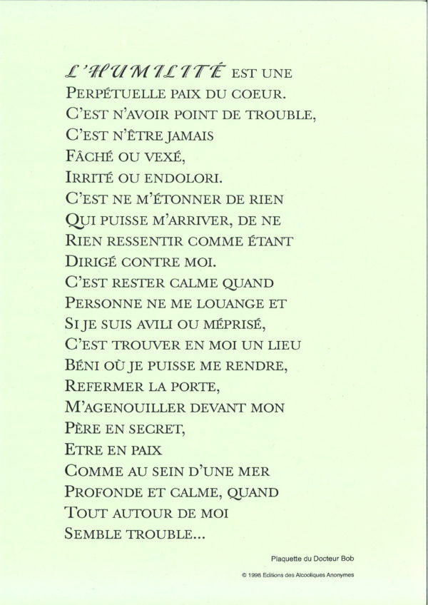 L'HUMILITE Format A4