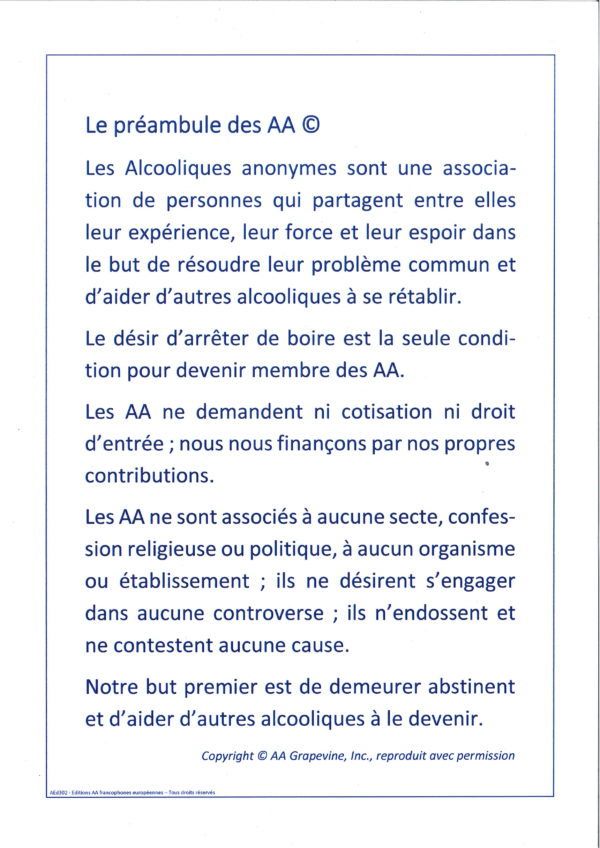 PREAMBULE (DEFINITION DES AA)