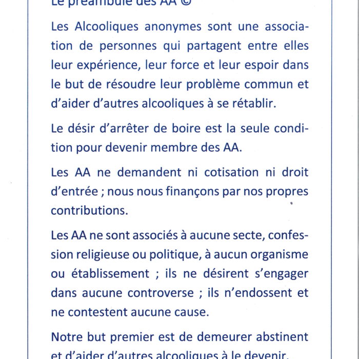 PREAMBULE (DEFINITION DES AA)