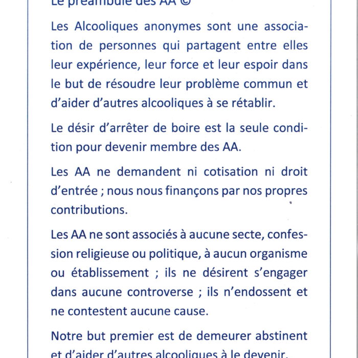 PREAMBULE (DEFINITION DES AA)